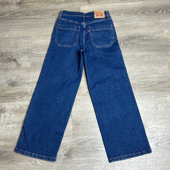 Levi’s Mile High Rise Cropped Wide Leg Jeans Button-Fly Blue Women’s Sz 25 - Picture 8 of 13